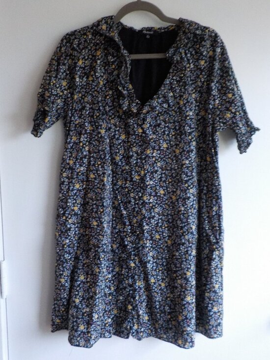 Madewell Dresses & Skirts - Madewell Dress - Medium - Black Flower Boho Short Sleeve Ruffle Pockets (854)
